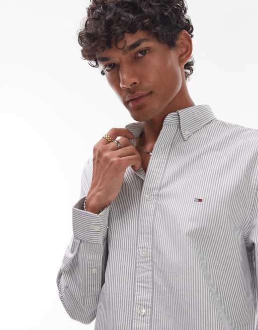 Camisa a rayas azul marino de corte slim de Tommy Jeans , 2 de 4