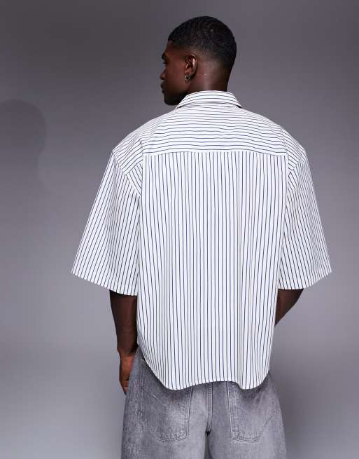Camisa a rayas azules de corte cuadrado extragrande con bajo asimétrico de ASOS DESIGN, 3 de 5