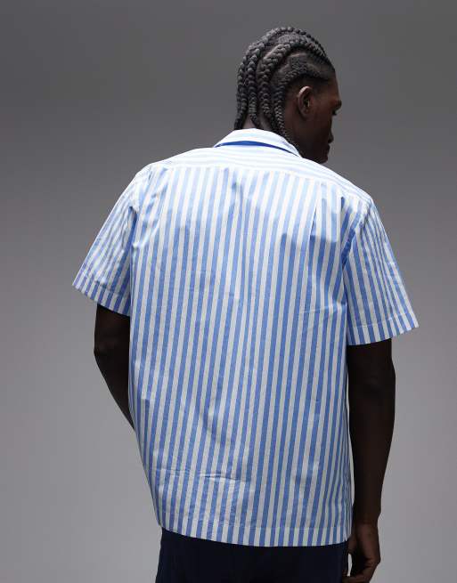 Camisa a rayas azules de manga corta de tejido efecto papel de Tommy Hilfiger, 3 de 5