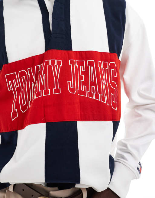 Camisa a rayas blancas y azul marino de estilo rugby Archive de Tommy Jeans, 3 de 4