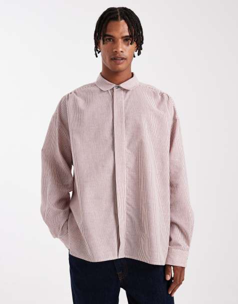 Camisa a rayas burdeos de corte extragrande voluminoso de ASOS DESIGN - view 1