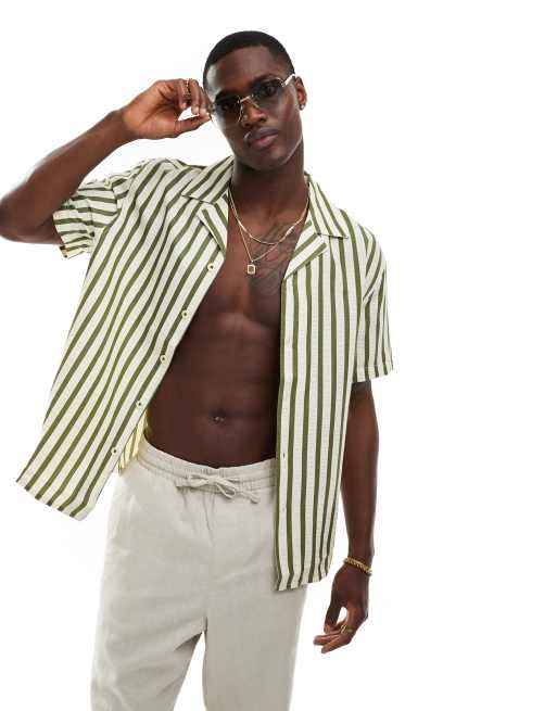 Camisa a rayas caquis de sirsaca de River Island 
