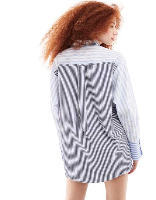 Camisa a rayas con bordes sin rematar y detalle de bolsillos de ASOS DESIGN, 2 de 4