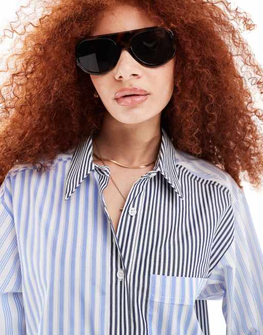 Camisa a rayas con bordes sin rematar y detalle de bolsillos de ASOS DESIGN, 3 de 4