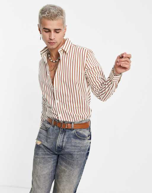 Camisa a rayas de corte slim de algodón de Devil's Advocate