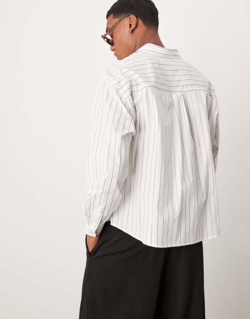 Camisa a rayas extragrande con bajo redondeado y detalle bordado de ASOS DESIGN, 4 de 4