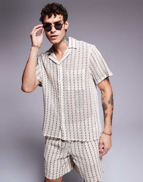 Camisa a rayas monocromáticas de punto texturizado de South Beach - view 1