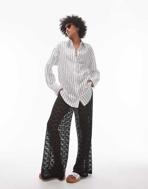 Camisa a rayas monocromáticas extragrande de estilo casual de Topshop - view 1