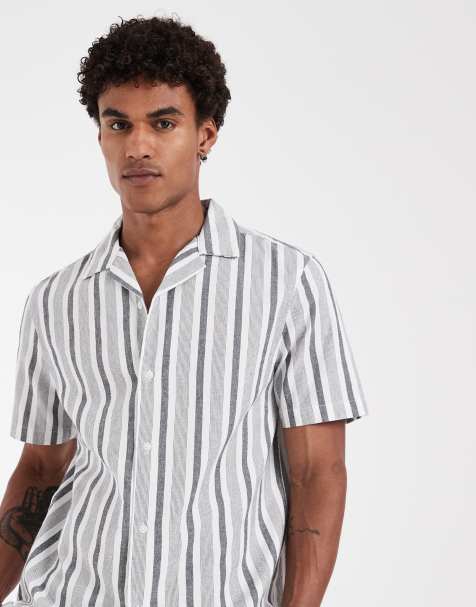 Camisa a rayas negras y blancas de corte estándar de ASOS DESIGN (parte de un conjunto) - view 1