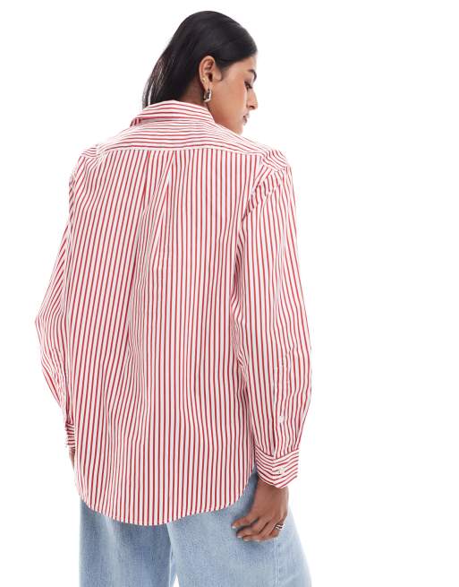 Camisa a rayas rojas holgada con logo de Polo Ralph Lauren, 4 de 4