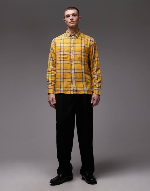 Camisa amarilla a cuadros de manga larga y corte holgado de sarga de Tommy Hilfiger, 2 de 5