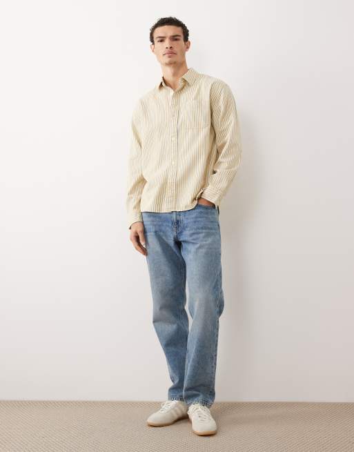 Camisa amarilla a rayas de manga larga de Abercrombie & Fitch, 4 de 5