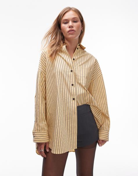Camisa amarilla a rayas ultragrande de Topshop - view 1