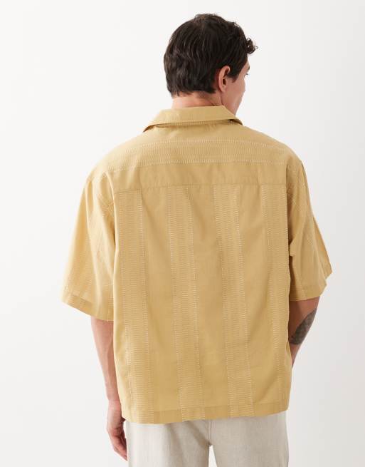 Camisa amarilla de corte cuadrado extragrande sin aberturas de tejido texturizado de ASOS DESIGN, 2 de 5
