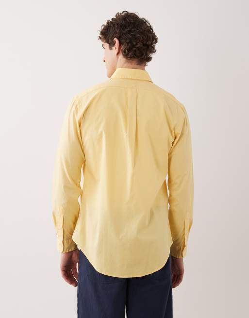 Camisa amarilla de manga larga con logo de icono de sarga de algodón de Polo Ralph Lauren, 3 de 5
