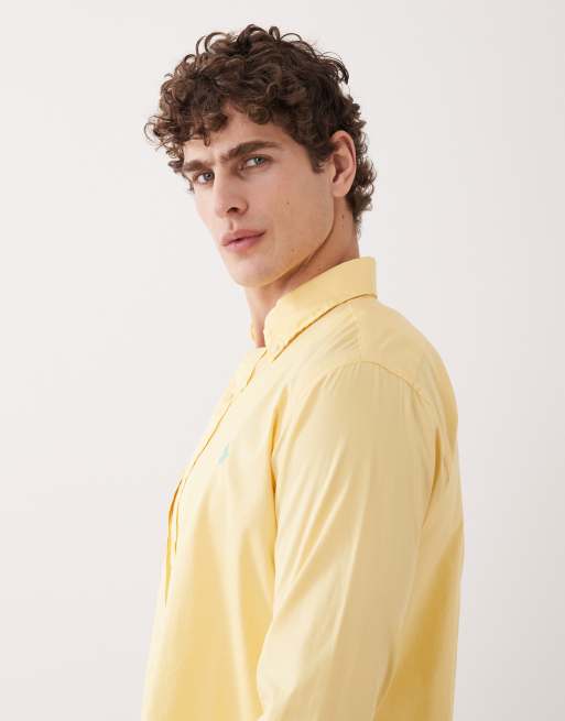 Camisa amarilla de manga larga con logo de icono de sarga de algodón de Polo Ralph Lauren, 4 de 5
