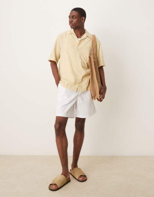 Camisa amarillo crema con detalle de bordado de Mango ASOS