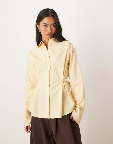 Camisa amarillo limón con cintura entallada de algodón puro de Gina Tricot - view 1
