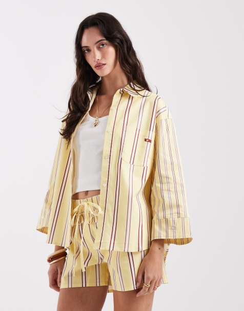 Camisa amarillo pastel a rayas de popelina Caos de Laagam (parte de un conjunto) - view 1