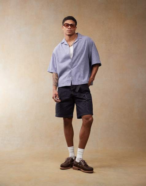 Camisa azul a cuadros de corte cuadrado extragrande de ASOS DESIGN - view 1