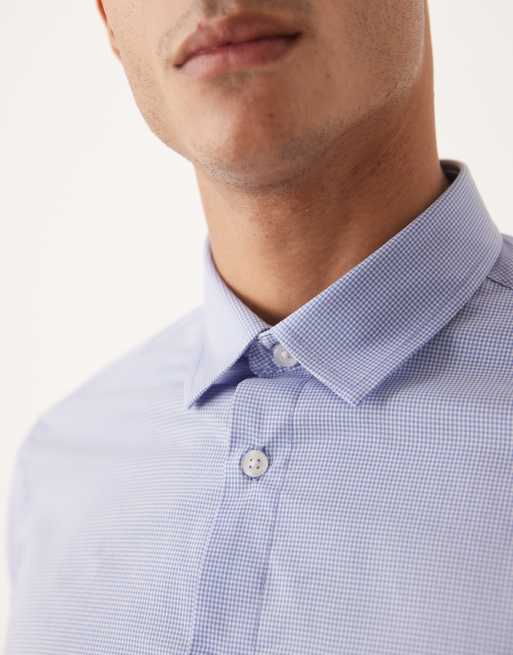 Camisa azul a cuadros pequeños de corte slim de ASOS DESIGN , 5 de 5
