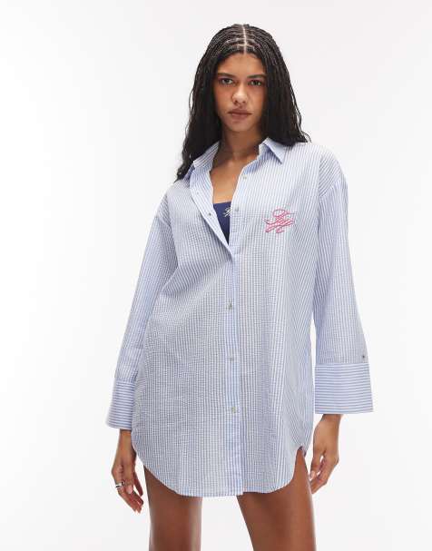 Camisa azul a rayas con logo de sirsaca de Tommy Hilfiger - view 1