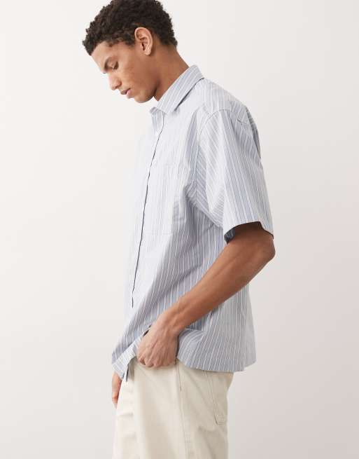 Camisa azul a rayas extragrande con bolsillo en el pecho de ASOS DESIGN, 4 de 5