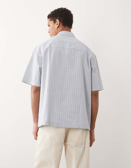 Camisa azul a rayas extragrande con bolsillo en el pecho de ASOS DESIGN, 5 de 5