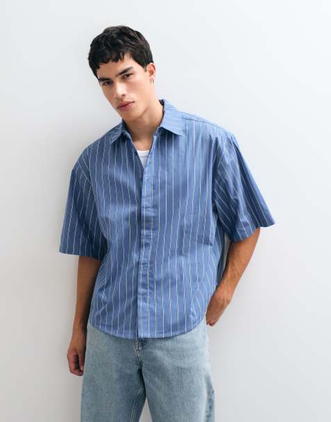 Camisa azul a rayas extragrande de ASOS DESIGN - view 1