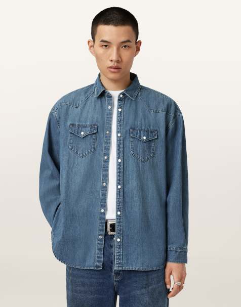 Camisa azul añil envejecido Fenton de AllSaints - view 1