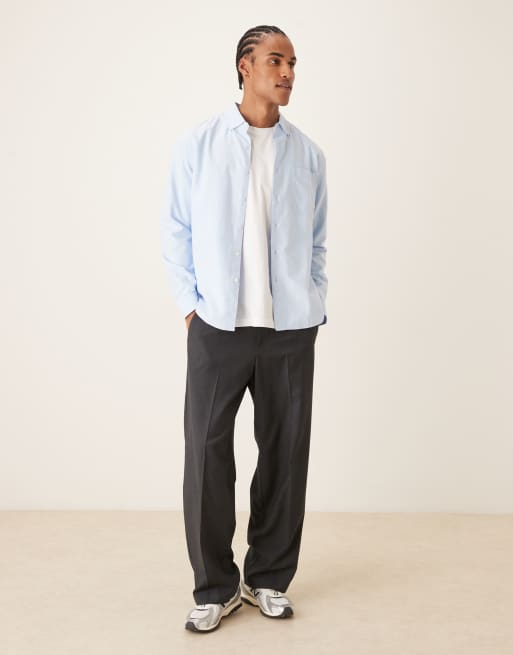 Camisa azul cielo de manga larga y corte cuadrado con logo Brewer de Farah, 2 de 5