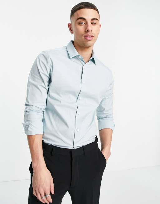 Camisa azul claro entallada de ASOS DESIGN