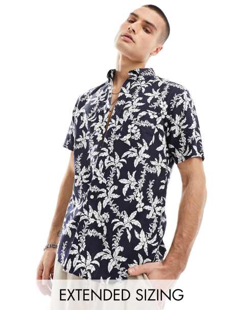 Camisa azul claro holgada de manga corta con cuello de solapas y estampado estilo hawaiano de viscosa de GANT - view 1