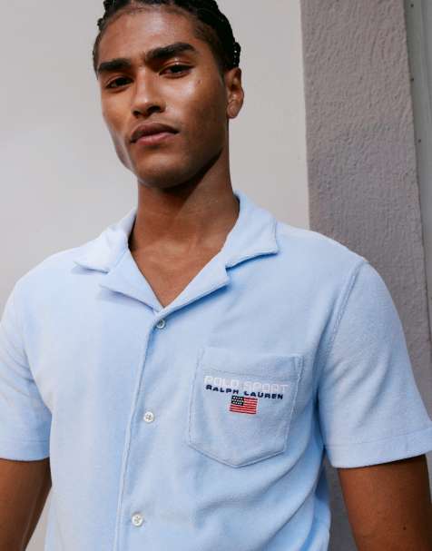 Camisa azul claro unisex de tejido rizado de la colección cápsula Sport de Polo Ralph Lauren (parte de un conjunto) - view 1