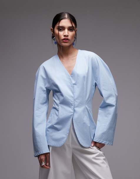 Camisa azul con mangas cocoon y cintura entallada de ASOS DESIGN - view 1