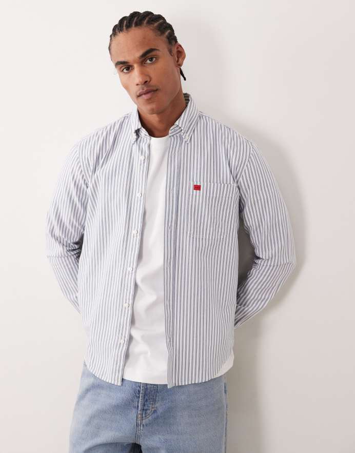 Hugo Red Camisa azul de corte slim Evito de