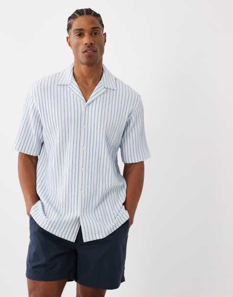 Camisa azul de manga corta a rayas Premium de Jack & Jones - view 1