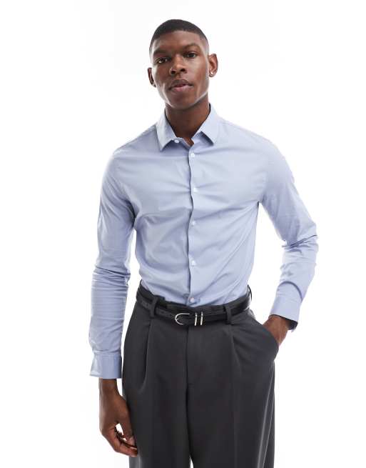 Camisa azul entallada de popelina de ASOS DESIGN