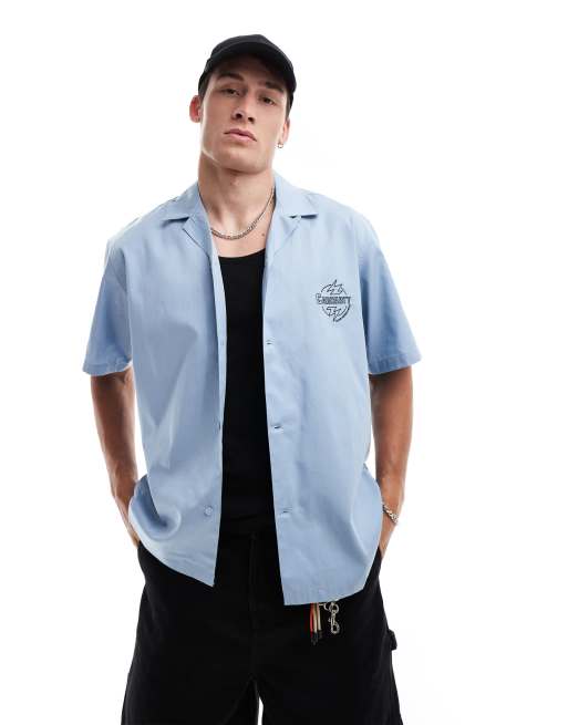 Camisa azul estilo americana con estampado gráfico de Carhartt WIP, 2 de 4