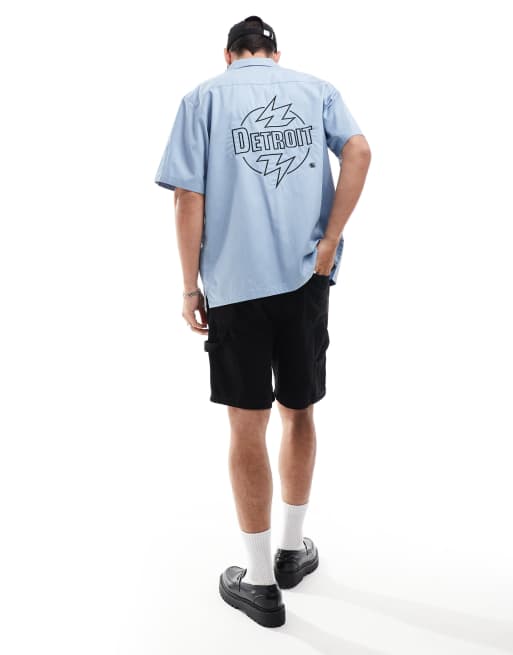 Camisa azul estilo americana con estampado gráfico de Carhartt WIP, 4 de 4