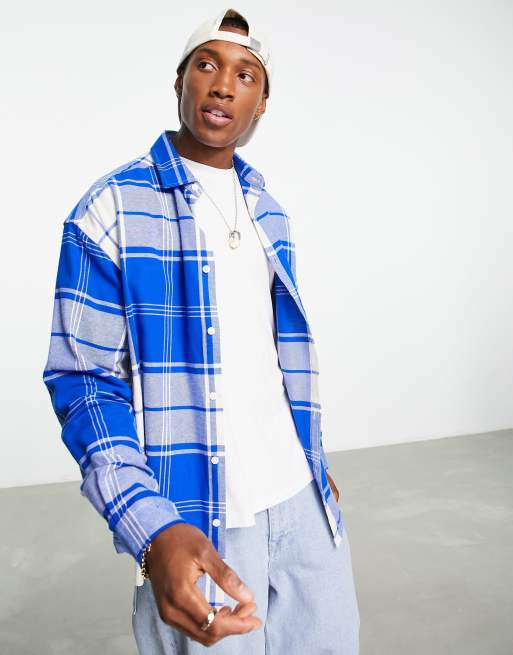 Camisa azul extragrande a cuadros de estilo años 90 de ASOS DESIGN