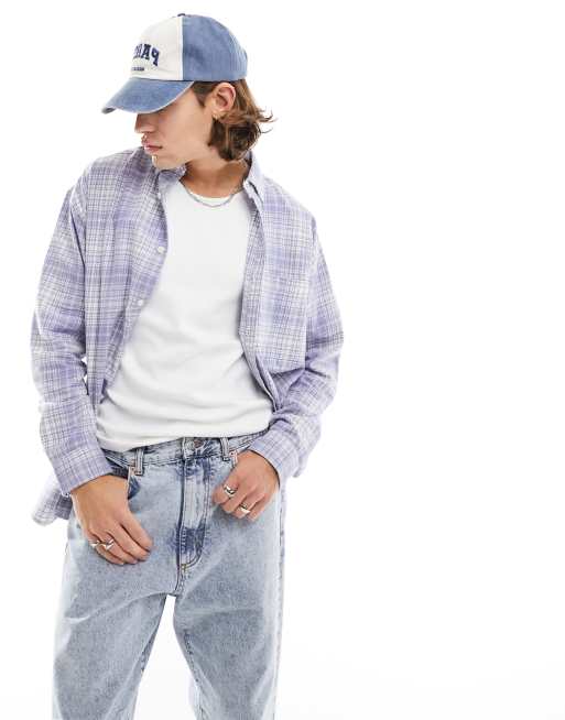 Camisa azul extragrande a cuadros escoceses estilo años 90 de ASOS DESIGN