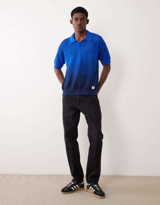 Camisa azul extragrande con diseño degradado de punto de Hugo Blue, 2 de 5