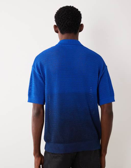 Camisa azul extragrande con diseño degradado de punto de Hugo Blue, 5 de 5