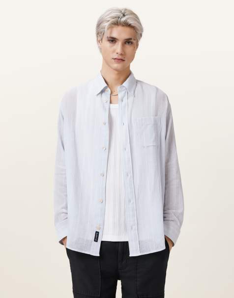 Camisa azul grisáceo de manga larga Holme de AllSaints - view 1