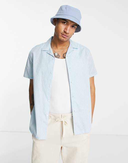 Camisa azul holgada a rayas de ASOS DESIGN