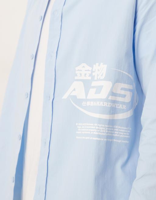 Camisa azul holgada con escote cuadrado y estampado de popelina de ASOS DESIGN, 5 de 5