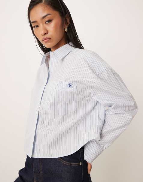 Camisa azul holgada con raya diplomática de popelina de algodón de Calvin Klein Jeans - view 1