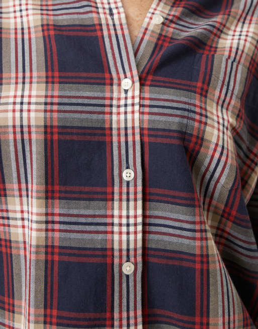 Camisa azul marino a cuadros de corte holgado de franela de GANT, 4 de 4
