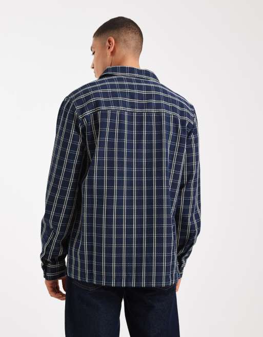 Camisa azul marino a cuadros de manga larga Wallasey de Farah, 3 de 5